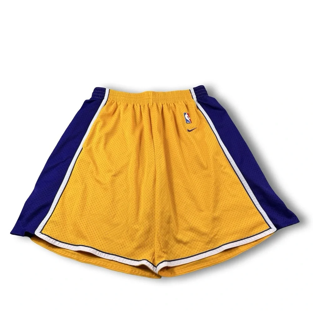 Vintage 2001 Nike NBA Los Angeles Lakers Yellow/Purple Basketball Shorts 2XL EUC